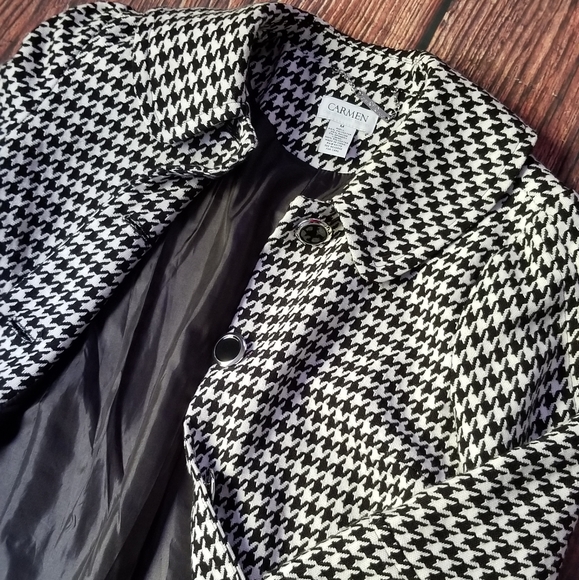 Carmen Marc Valvo Houndstooth Coat - Picture 4 of 16
